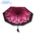 Logo personalizado de calidad superior flor de la moda impreso dentro de 21 pulgadas paraguas plegable reverso